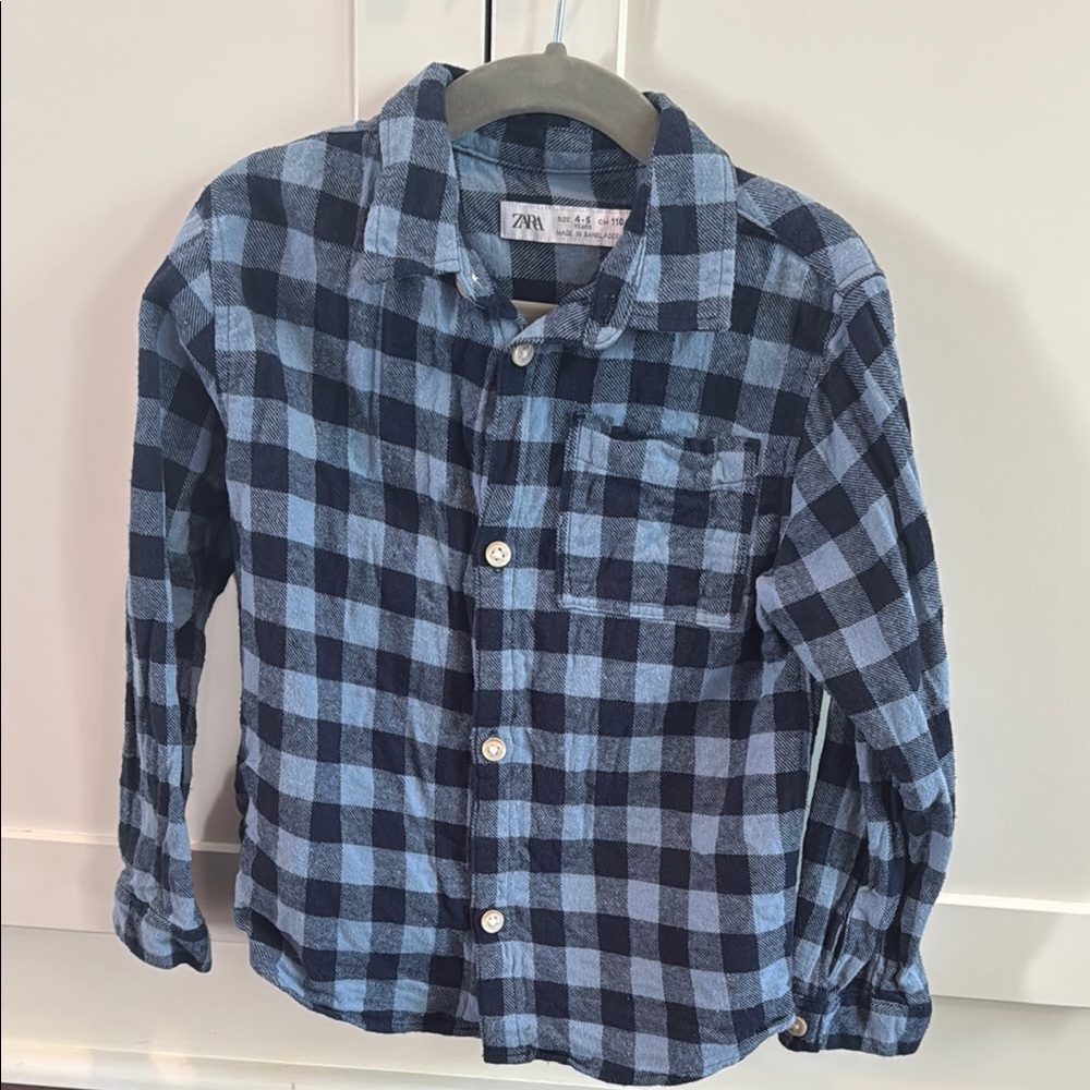 Zara Kids Blue Checkered Shirt